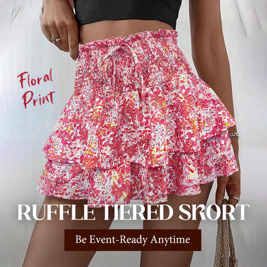 ✨Leichter Slimming-Rock mit floralen Rüschen und Stufen ✨