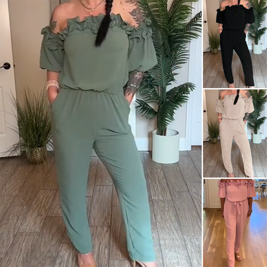 ✨2025 Neues Design🌸Schulterfreier Jumpsuit mit Volants