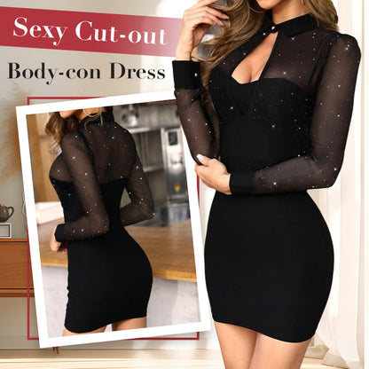 😍🌟Glitzerndes Kleid💓Sexy Mesh-Bodycon-Minikleid✨🌹