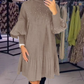 2025 Neues Design✨Damenkleid in Übergröße mit Laternenärmeln und Stehkragen🌈👗