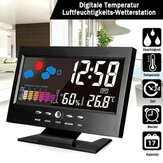 ✨⏰ Letzter Tag der Aktion 50 % 🔥Digitaler LED-Temperatur- und Luftfeuchtigkeitsmonitor, Wettervorhersage, LED-Tischwecker