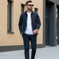Herren 2-teiliges Freizeit-Set in Unifarben für Herbst und Winter (Jacke + Hose)