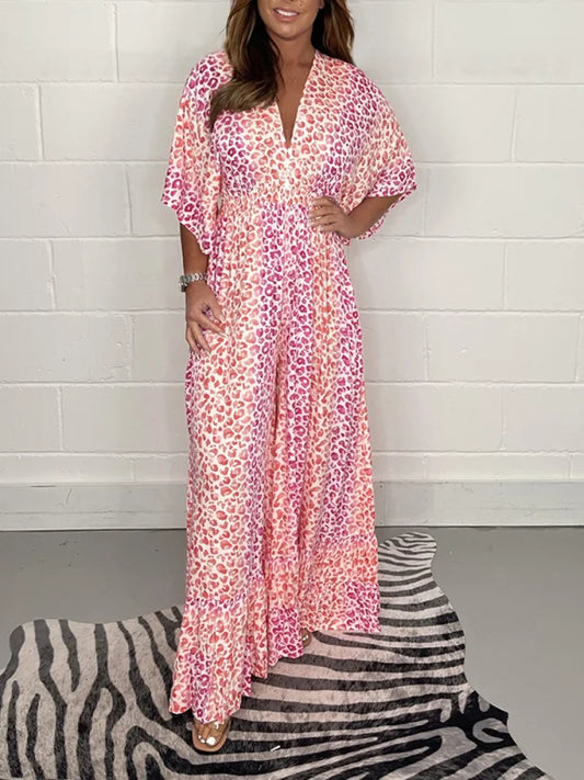 🔥HEIßER SALE 50% RABATT🔥2025 NEUER STIL V-Ausschnitt Leopardenmuster Kleid💝