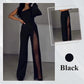 ✨Heißer Verkauf 50% Rabatt✨👠Damen One Shoulder Glitter Mesh Flared Jumpsuit🖤