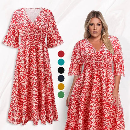 🌸SOMMERANGEBOT - 50% RABATT🌸Bohemian Vintage V-Ausschnitt Floral Lässige Lange Kleider