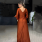 Glänzendes, fließendes, einfarbiges, bodenlanges Kleid für Damen
