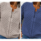 🔥2025 HOT SALE🔥Lässige Damen Strickjacke mit Reißverschluss und hohlem Design👗