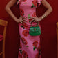 🎉Was soll ich morgen anziehen?🥳 Cheongsam-Stil Maxikleid mit Rosenblüten-Print, gestuften Volantärmeln und Stretch-Stoff.