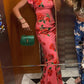 🎉Was soll ich morgen anziehen?🥳 Cheongsam-Stil Maxikleid mit Rosenblüten-Print, gestuften Volantärmeln und Stretch-Stoff.