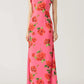 🎉Was soll ich morgen anziehen?🥳 Cheongsam-Stil Maxikleid mit Rosenblüten-Print, gestuften Volantärmeln und Stretch-Stoff.