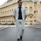 Herren 2-teiliges Freizeit-Set in Unifarben für Herbst und Winter (Jacke + Hose)