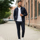 Herren 2-teiliges Freizeit-Set in Unifarben für Herbst und Winter (Jacke + Hose)