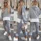💜 Lässiger Sweatshirt-Anzug mit Kapuze und Patchwork für Damen✈️Kostenloser Versand✈️