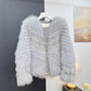 Flauschige kurze Jacke mit Knopfleiste für Damen