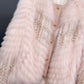 Flauschige kurze Jacke mit Knopfleiste für Damen