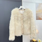 Flauschige kurze Jacke mit Knopfleiste für Damen