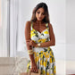 🍋Elegantes, fließendes langes Damenkleid mit Spaghettiträgern und Zitronendruck
