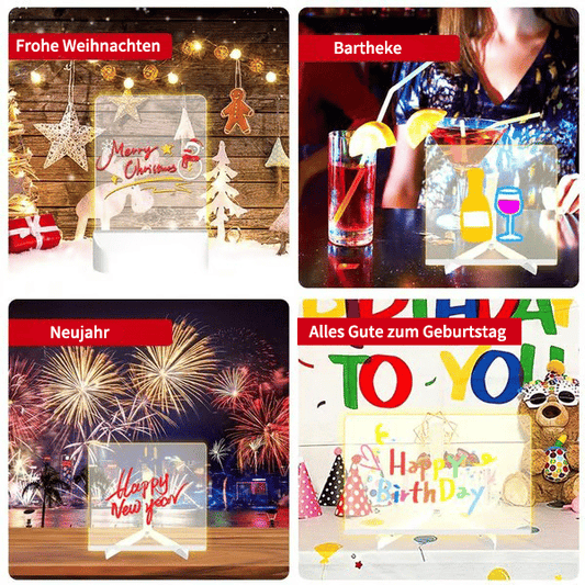 🎄Weihnachtsaktion💎Kreatives wiederbeschreibbares Acryl-LED-Nachrichtenschild (🎁kommt mit 7 Stiften🎁)