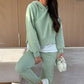 💜 Lässiger Sweatshirt-Anzug mit Kapuze und Patchwork für Damen✈️Kostenloser Versand✈️