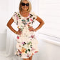 🔥 SOMMER-SALE: 50% RABATT! 🔥Kaskadenkleid mit Blumenmuster und mehreren Pflanzen