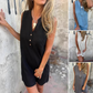 💖👗Damen ärmelloses Kleid mit V-Ausschnitt und Knopfleiste