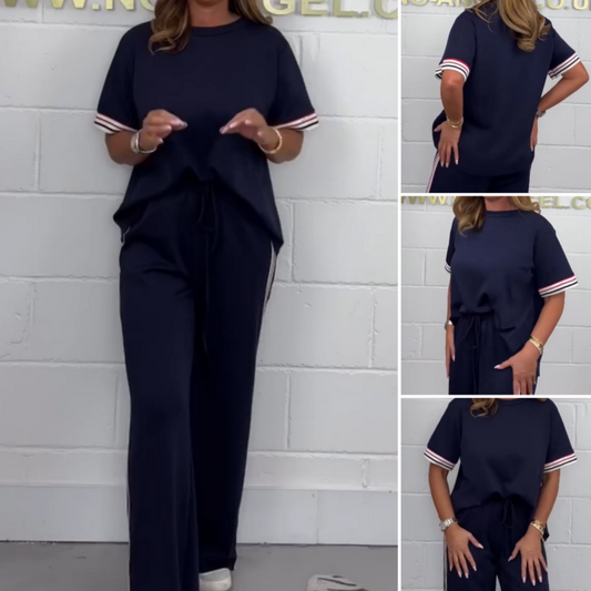 🌸Was soll ich morgen anziehen?🥰Kurzärmeliges T-Shirt mit Seitenstreifen und Jogginghose mit weitem Bein