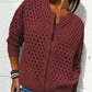 🔥2025 HOT SALE🔥Lässige Damen Strickjacke mit Reißverschluss und hohlem Design👗