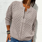 🔥2025 HOT SALE🔥Lässige Damen Strickjacke mit Reißverschluss und hohlem Design👗
