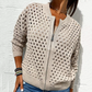 🔥2025 HOT SALE🔥Lässige Damen Strickjacke mit Reißverschluss und hohlem Design👗