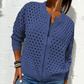 🔥2025 HOT SALE🔥Lässige Damen Strickjacke mit Reißverschluss und hohlem Design👗