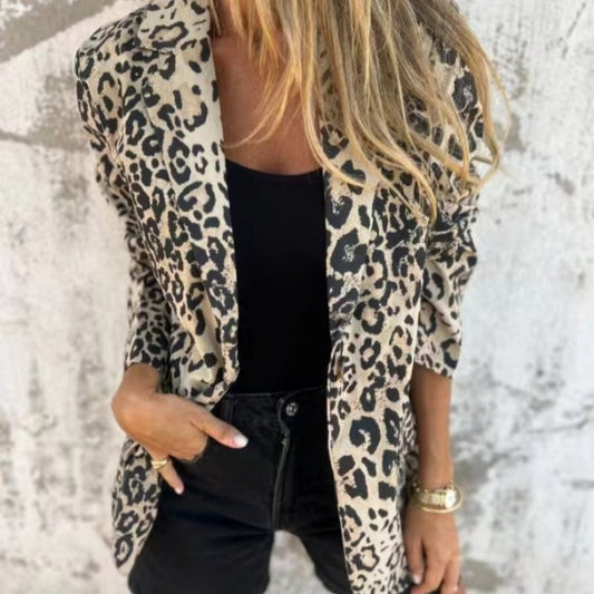 🔥🌸Modischer Blazer mit Leopardenmuster für Damen – Jahreszeiten-Tragbarkeit
