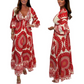 🌸SOMMERANGEBOT - 50% RABATT🌸Damen Retro Boho Maxi Kleid mit tiefem V-Ausschnitt