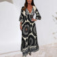 🌸SOMMERANGEBOT - 50% RABATT🌸Damen Retro Boho Maxi Kleid mit tiefem V-Ausschnitt