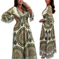 🌸SOMMERANGEBOT - 50% RABATT🌸Damen Retro Boho Maxi Kleid mit tiefem V-Ausschnitt