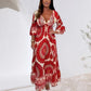 🌸SOMMERANGEBOT - 50% RABATT🌸Damen Retro Boho Maxi Kleid mit tiefem V-Ausschnitt