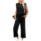 🌺2025 Neu eingetroffen🌺2025 Neue Frauen Casual Cap Sleeve Top Wide Leg Crop Pants Zweiteilige Sets