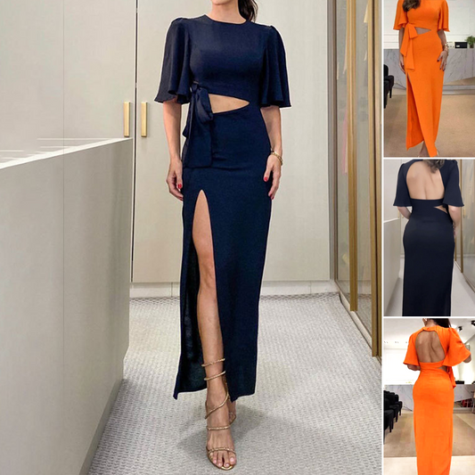 🌸💐Backless Midi Dress with Waist Cutout and Slit