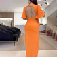 🌸💐Backless Midi Dress with Waist Cutout and Slit