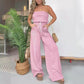 👒🤩Sommer Einfacher gestreifter trägerloser Overall mit weitem Bein