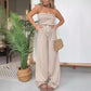 👒🤩Sommer Einfacher gestreifter trägerloser Overall mit weitem Bein
