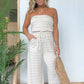 👒🤩Sommer Einfacher gestreifter trägerloser Overall mit weitem Bein