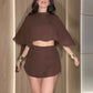 Stilvolles 2-teiliges Crop-Top-Minirock-Set für Damen