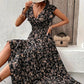 💃Fließendes Maxikleid mit V-Ausschnitt und Blumenmuster