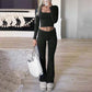 Damen-Set aus Crop-Top und Bootcut-Hose