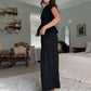 Damen-Zweiteiler: Gesmokte Bluse & Hose mit weitem Bein