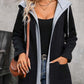 Fashion Color-blocked Hooded Zip-up Jacket