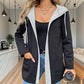 Fashion Color-blocked Hooded Zip-up Jacket