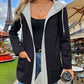 Fashion Color-blocked Hooded Zip-up Jacket