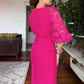 Elegantes Kleid mit taillen- und hüftbetontem Schnitt und Puffärmeln aus Mesh