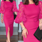 Elegantes Kleid mit taillen- und hüftbetontem Schnitt und Puffärmeln aus Mesh